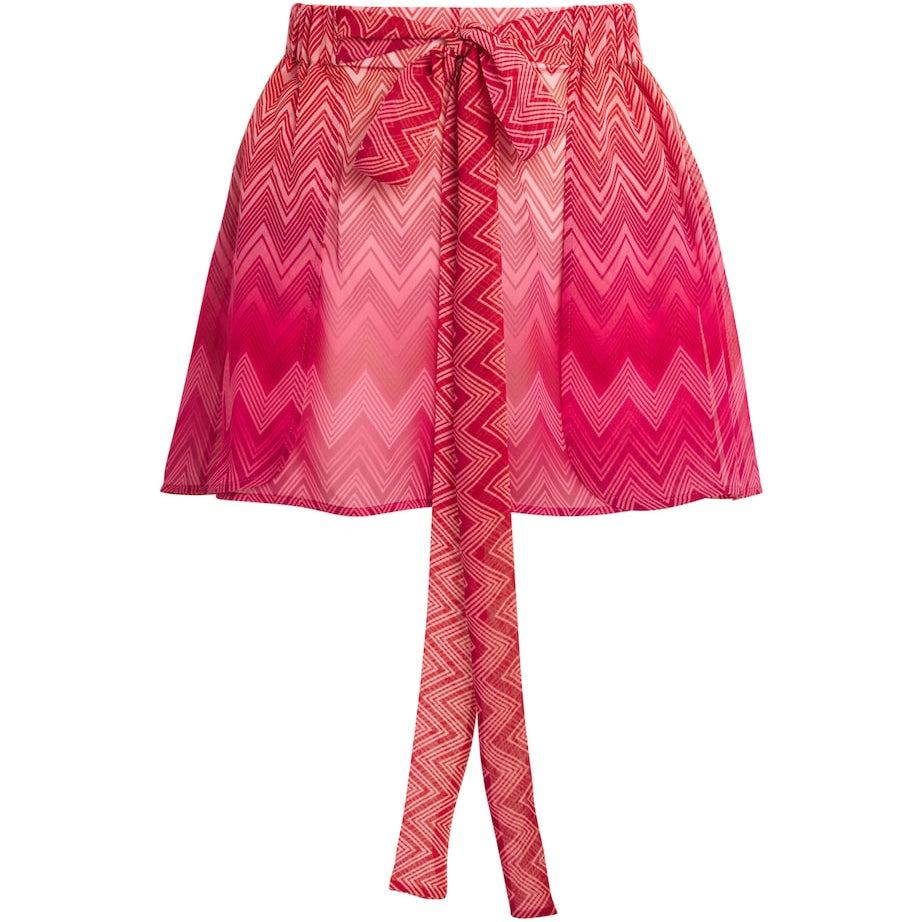 Missoni Red Silk Zigzag Shorts