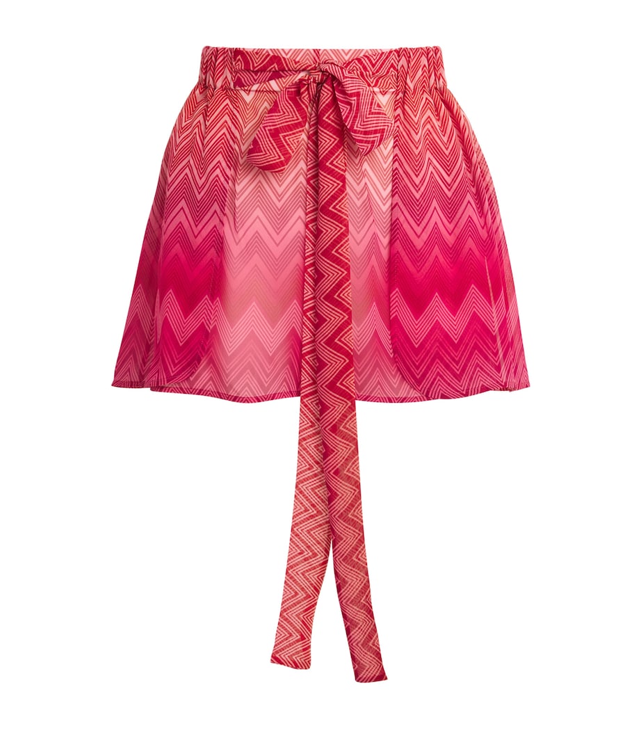 Missoni Red Silk Zigzag Shorts