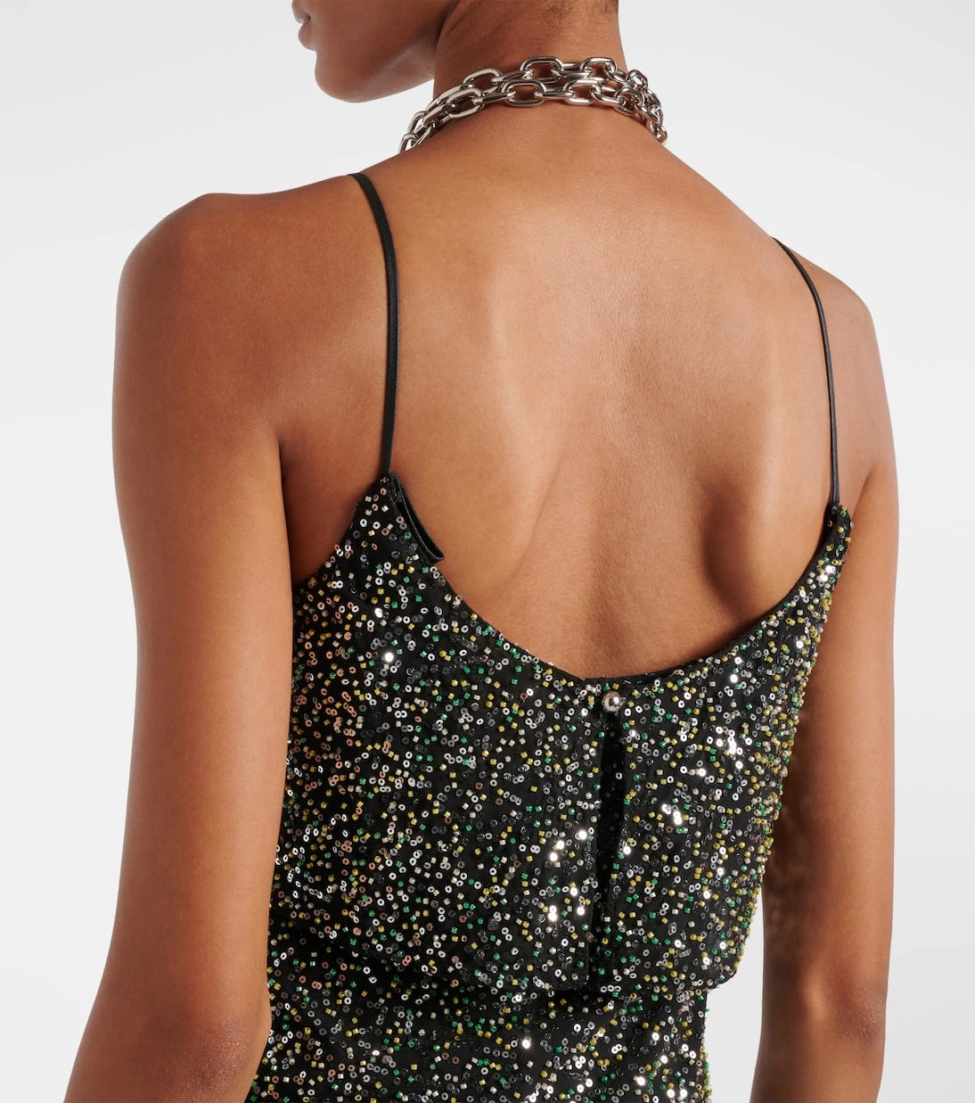Rabanne - Embellished crêpe slip dress