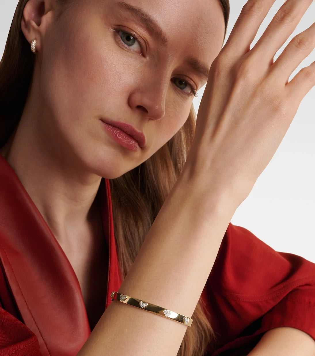 Sydney Evan - Heart 14kt gold bangle with diamonds