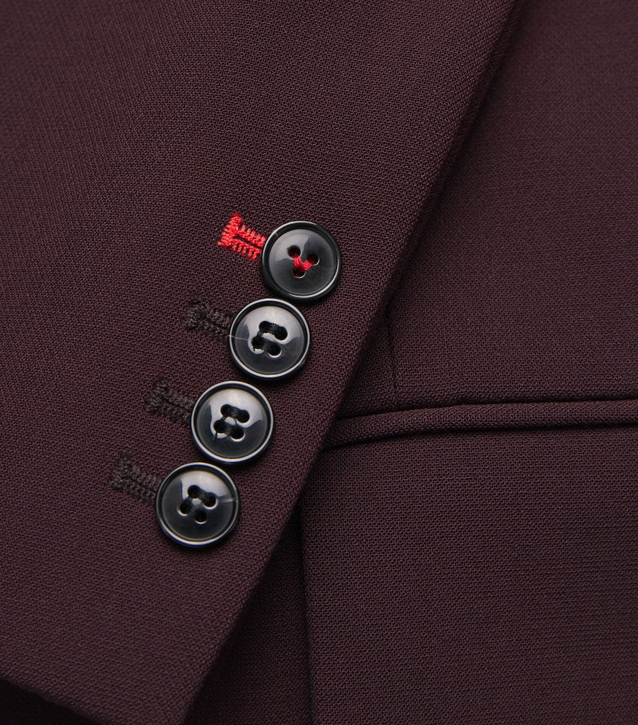 Victoria Beckham Burgundy Twill Peak-Lapel Blazer