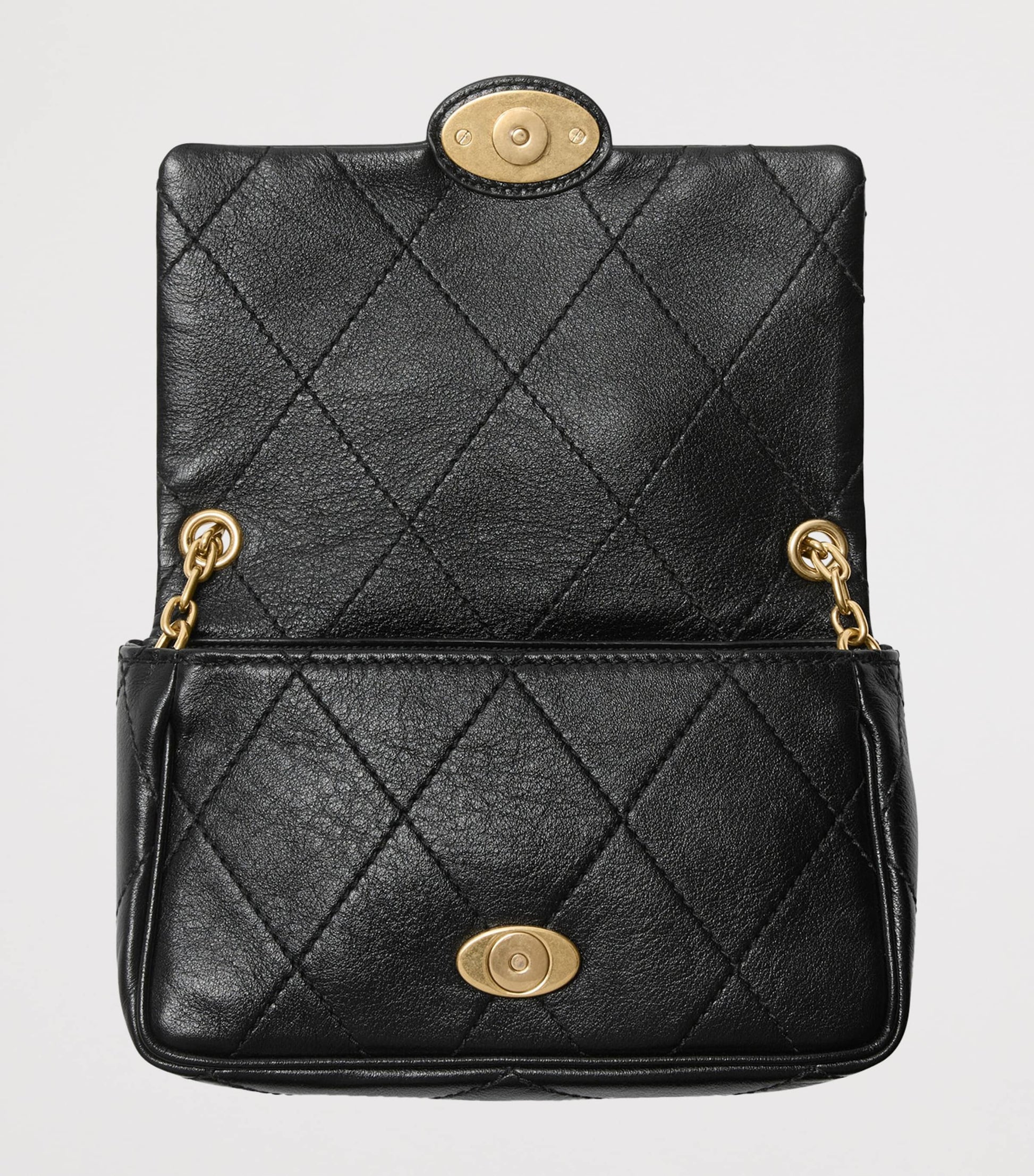 Burberry Black Leather Quilted EKD Clutch Bag