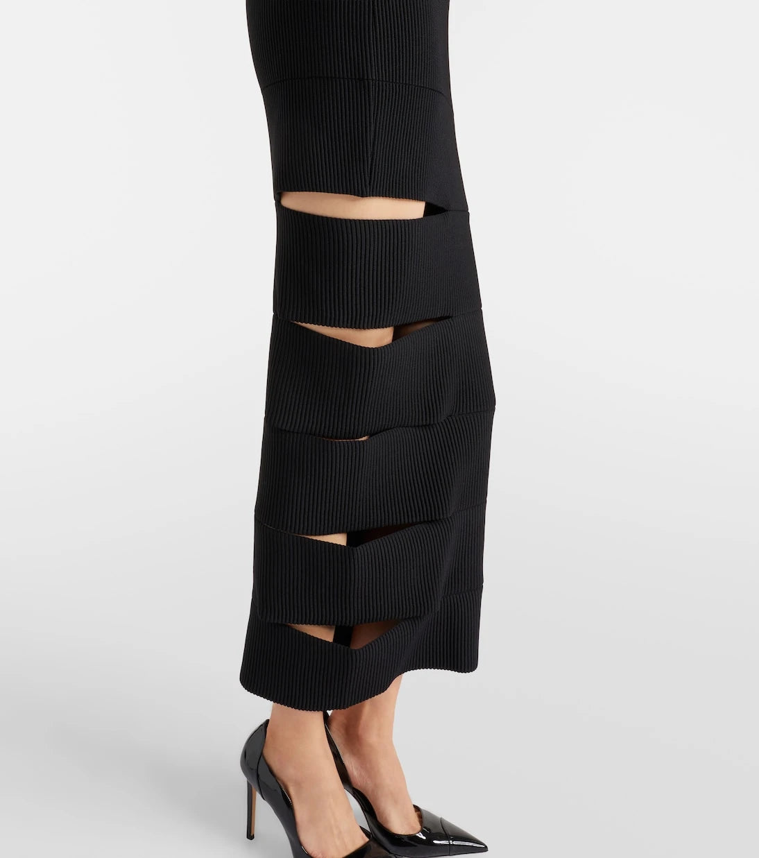 Balmain - Cutout ribbed-knit gown