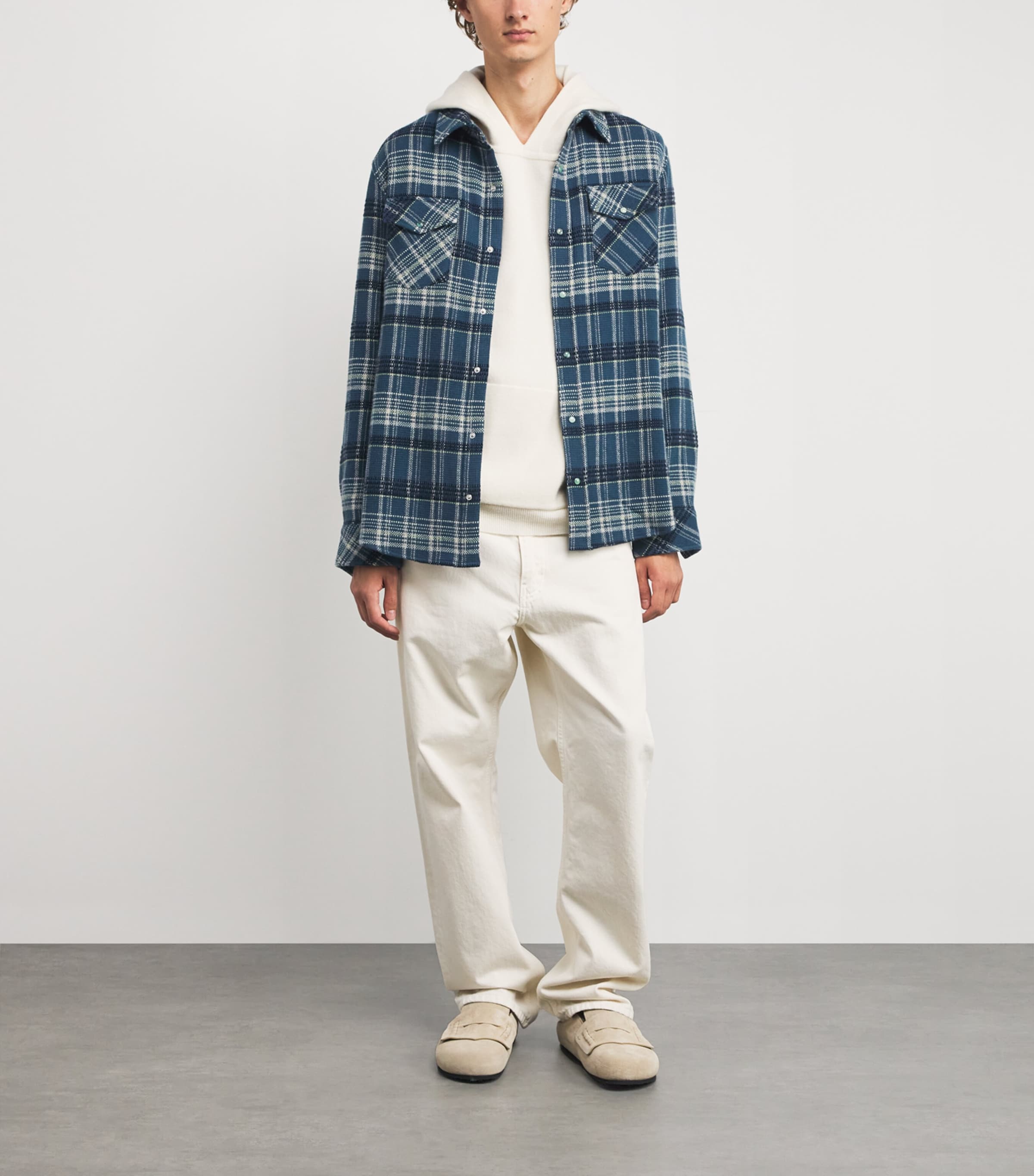 Blue Cashmere Tartan Overshirt