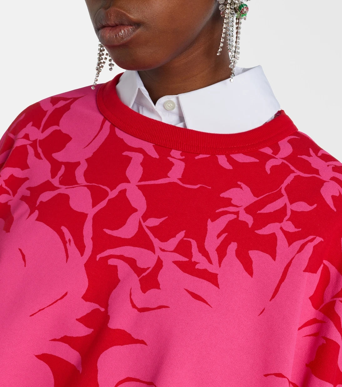 Dries Van Noten - Draped floral cotton jersey sweatshirt