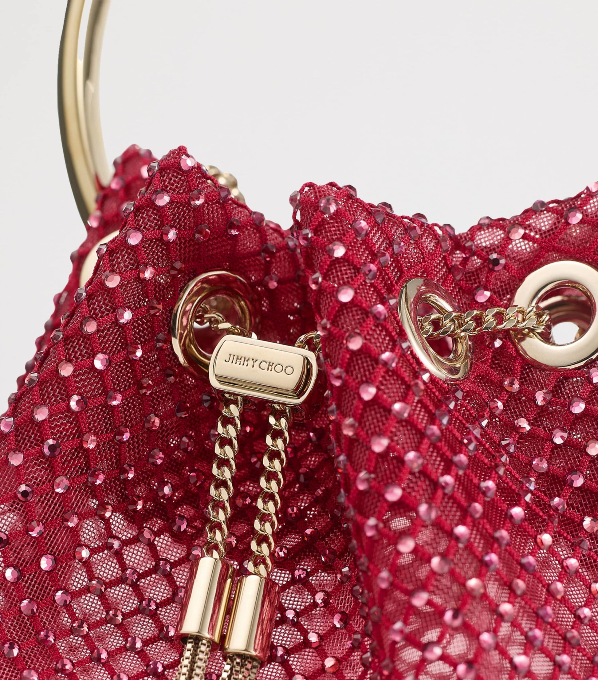 Jimmy Choo Red Embellished Bon Bon Top-Handle Bag