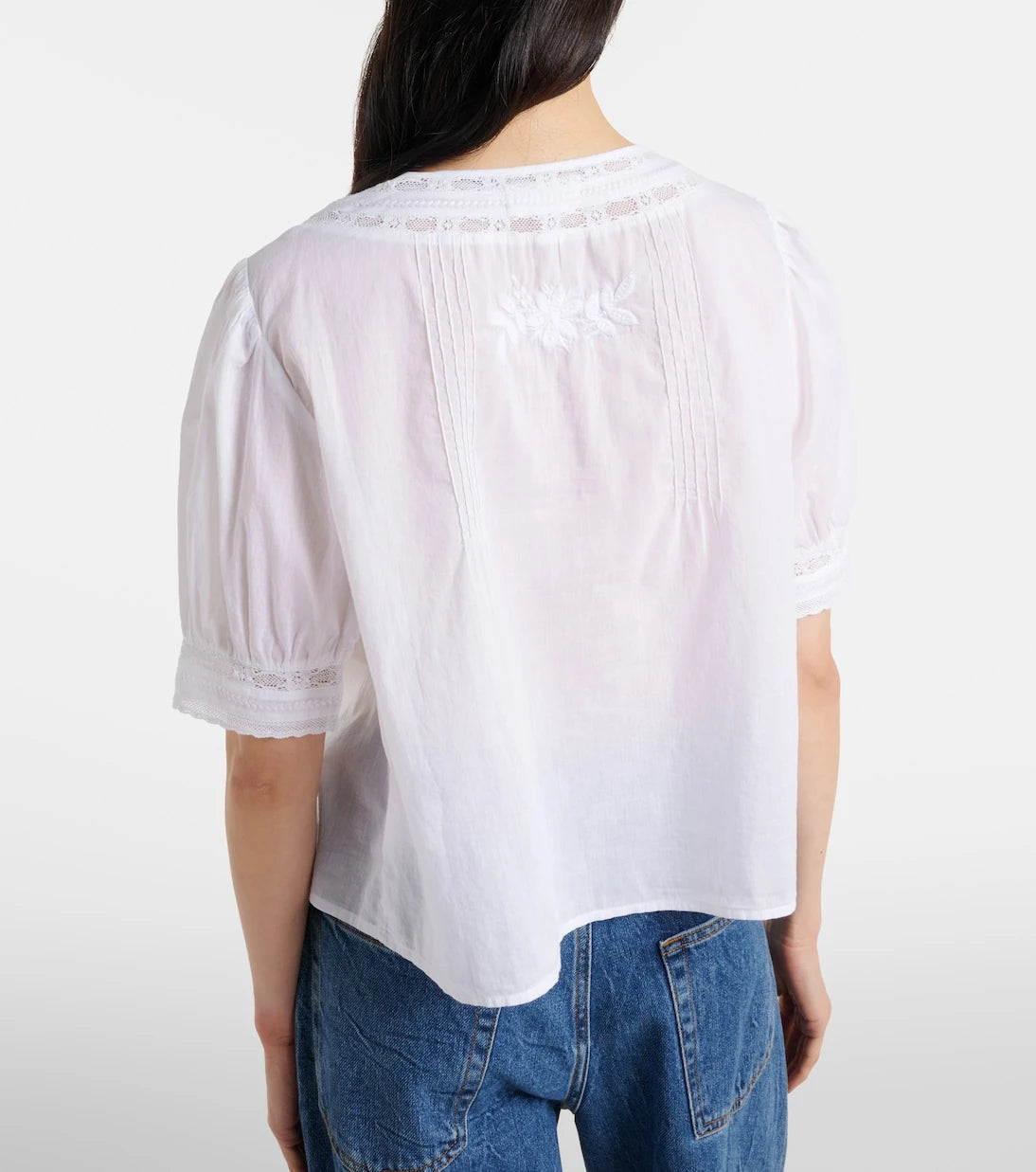 Velvet - Mavis lace-trimmed cotton blouse