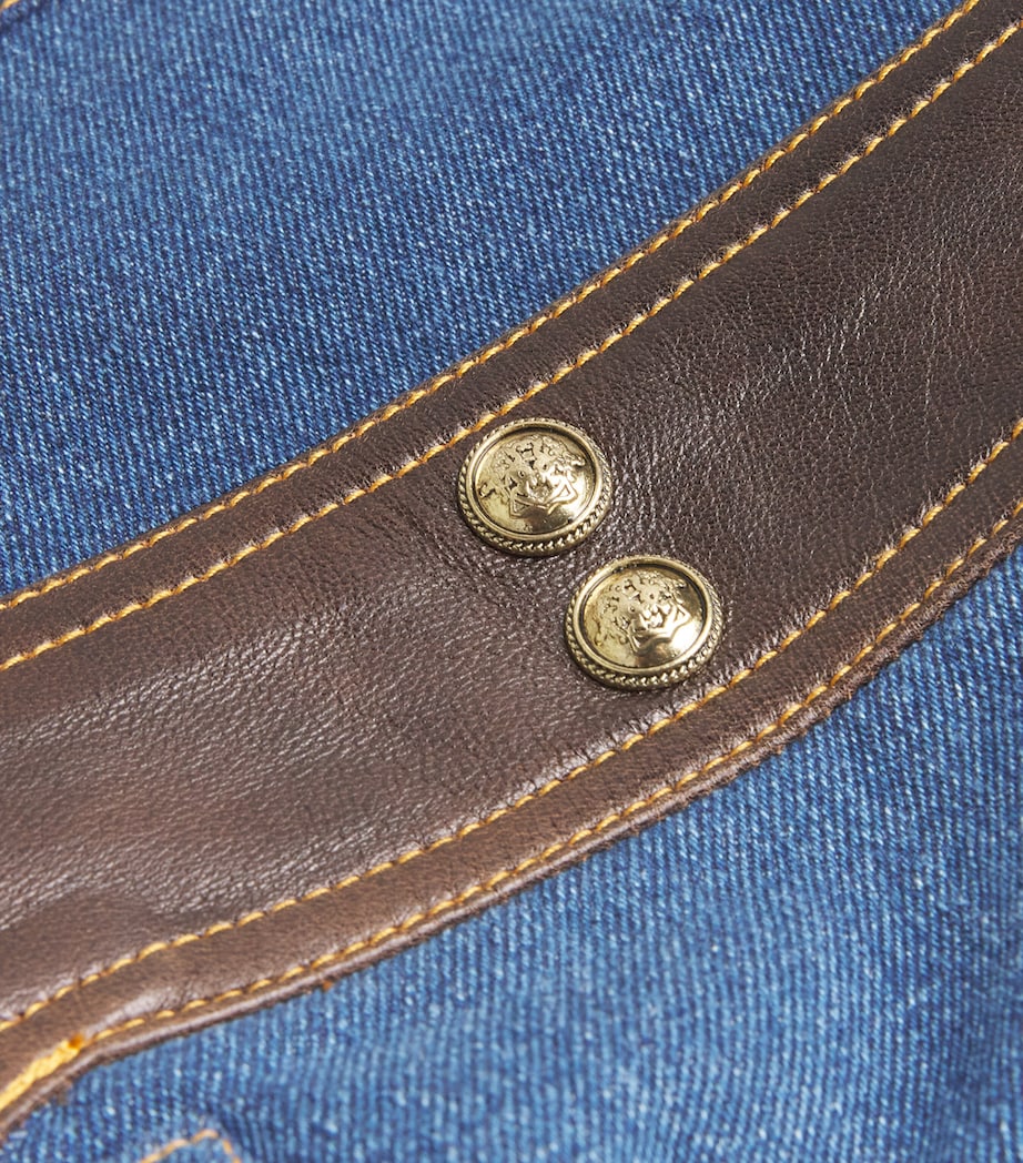 Sandro Paris Blue Denim Contrast-Trim Skirt