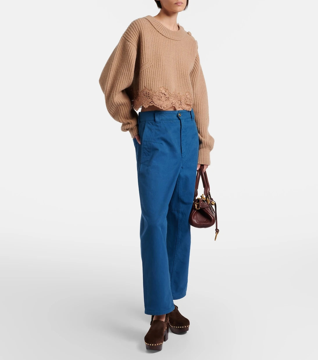 Chloé - Lace-trimmed wool and cashmere sweater