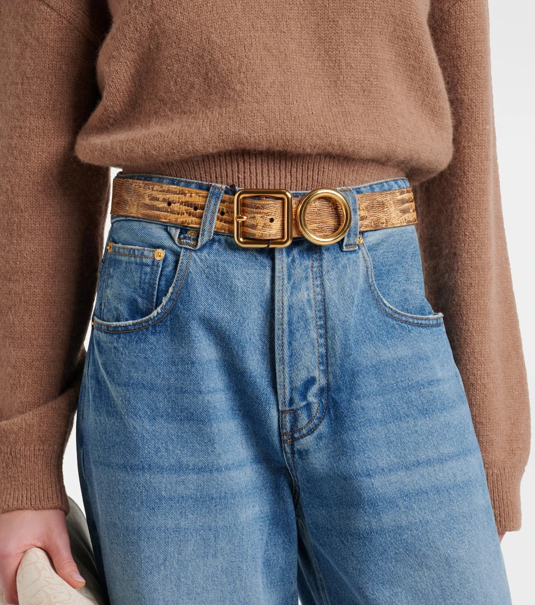 Jacquemus - Regalo croc-effect leather belt