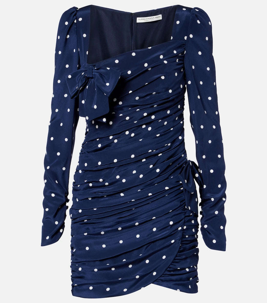 Alessandra Rich - Bow-detail polka-dot draped minidress
