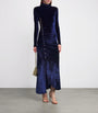 Paco Rabanne Navy Velvet Asymmetric Midi Dress
