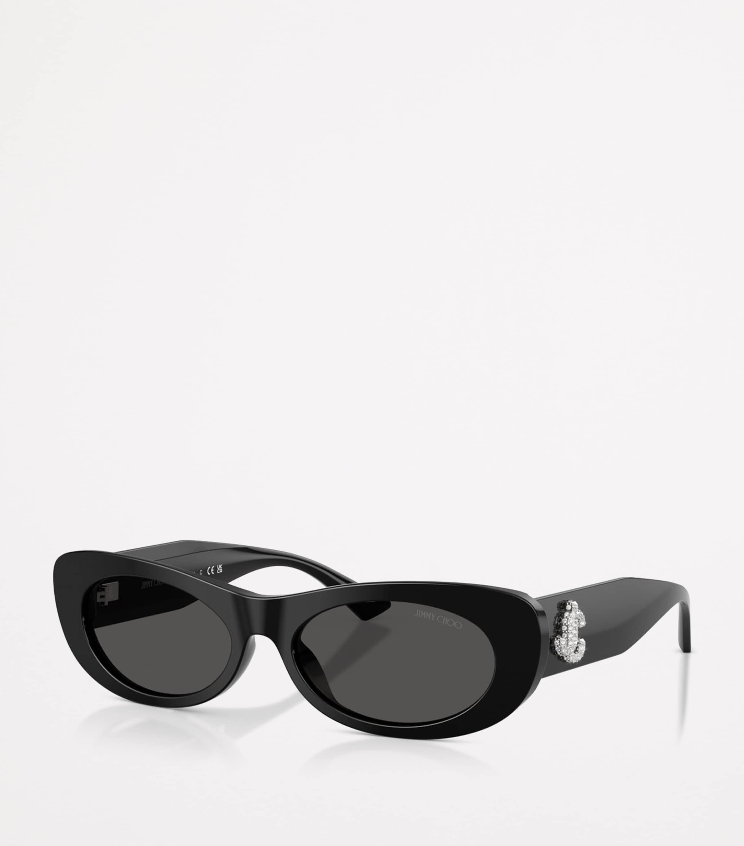Jimmy Choo Black Oval Logo Sunglasses