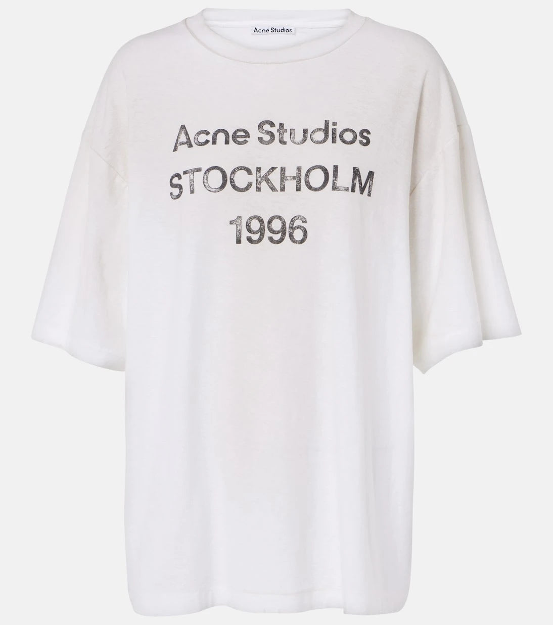 Acne Studios - تي شيرت قطن وقنب بشعار متآكل