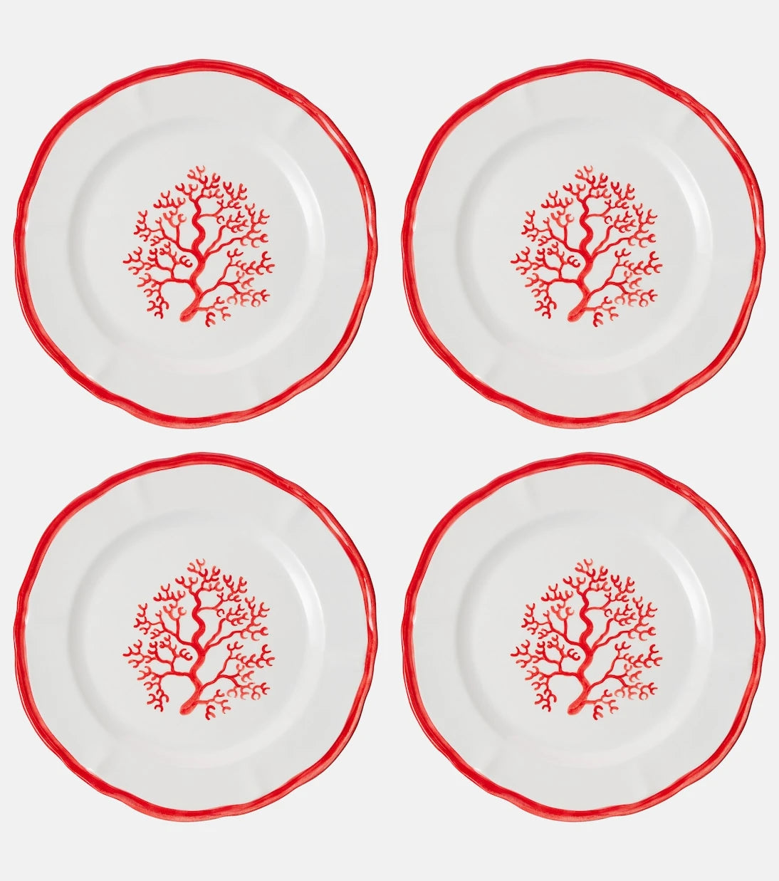 Les-Ottomans - Coral set of 4 ceramic dinner plates