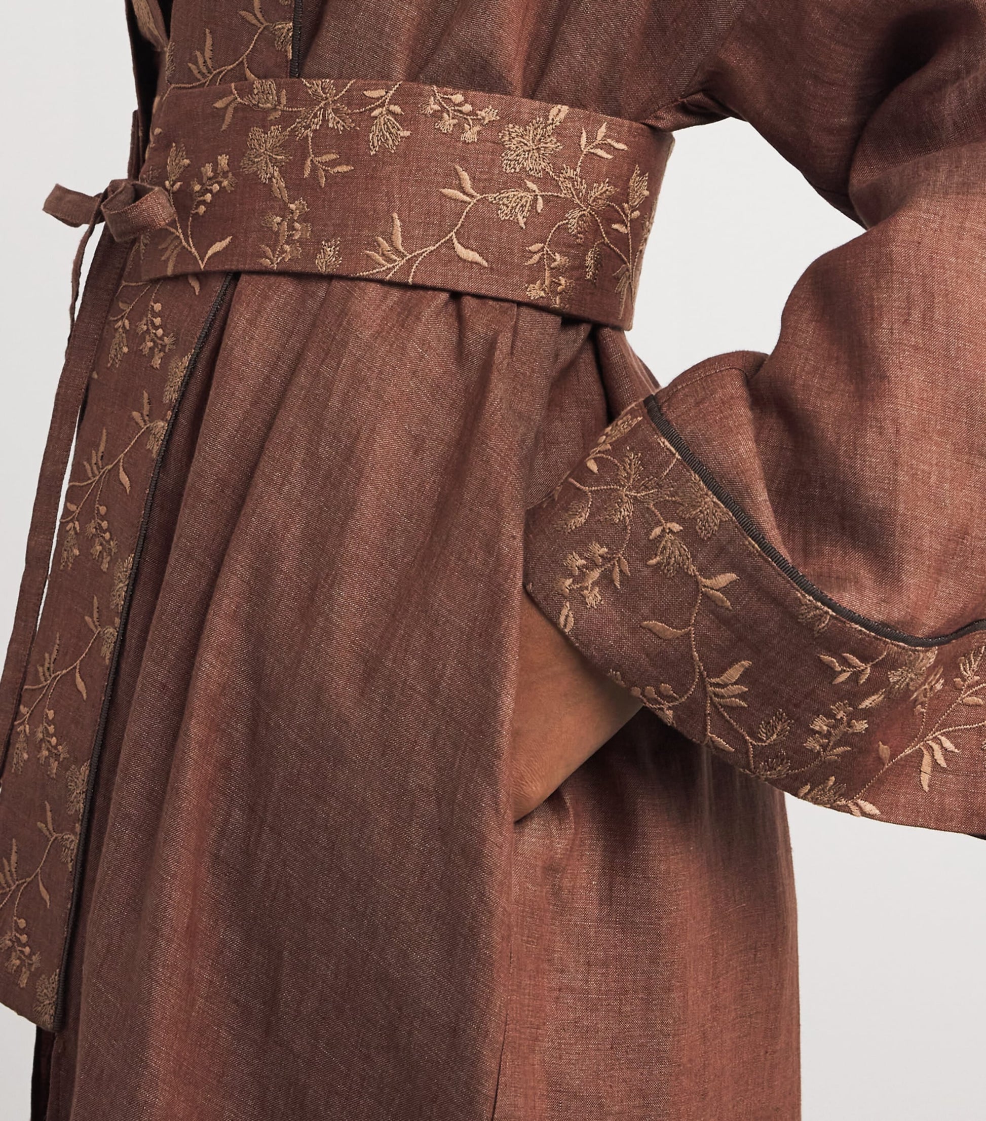 Beige x Harrods Linen Embroidered Kimono