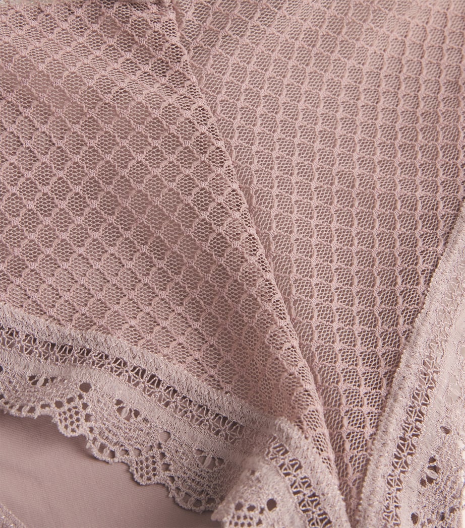 Lace-Trim Romance Tanga 0PK MINK