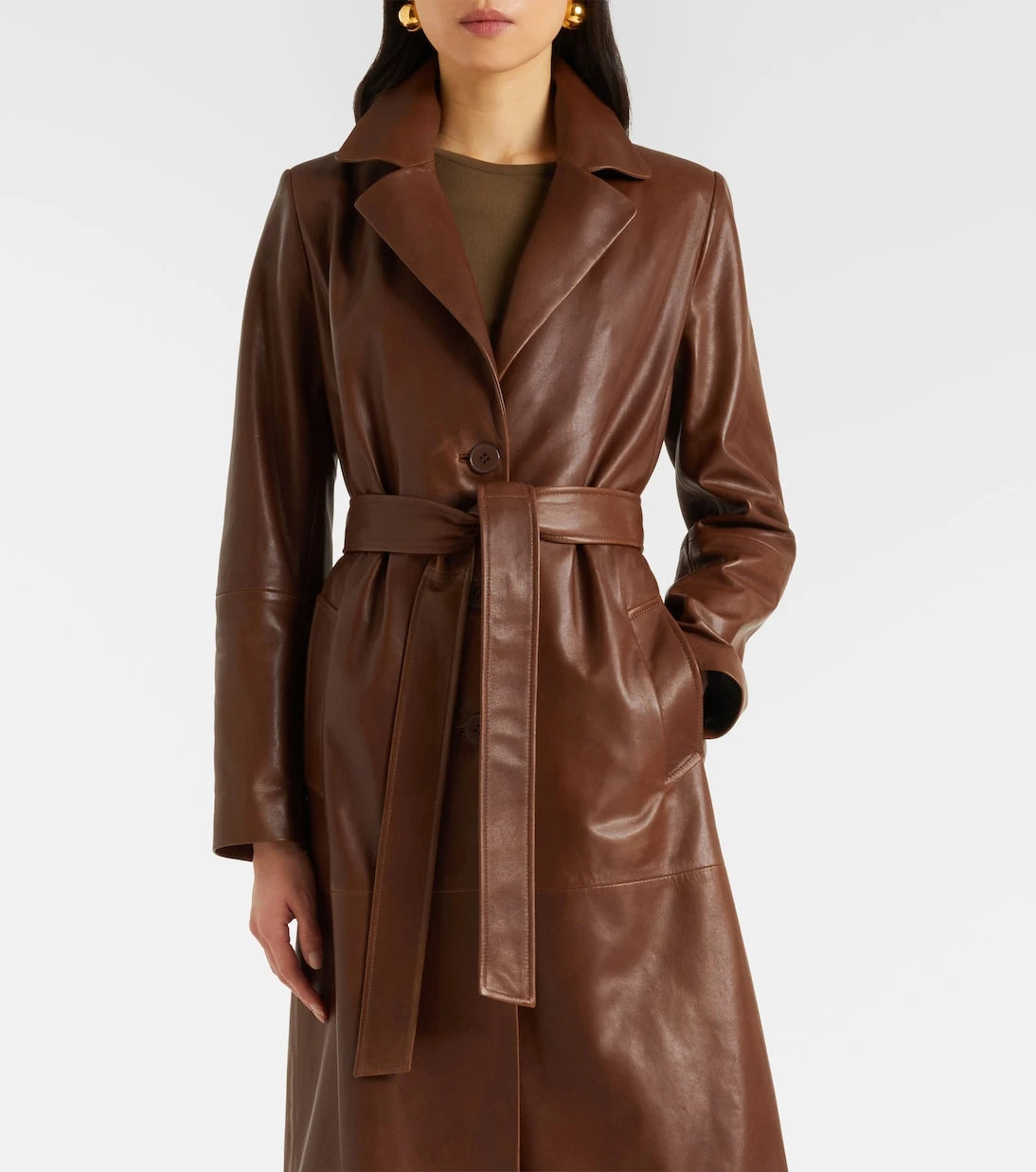 Nour Hammour - Dakota shearling-trimmed leather coat