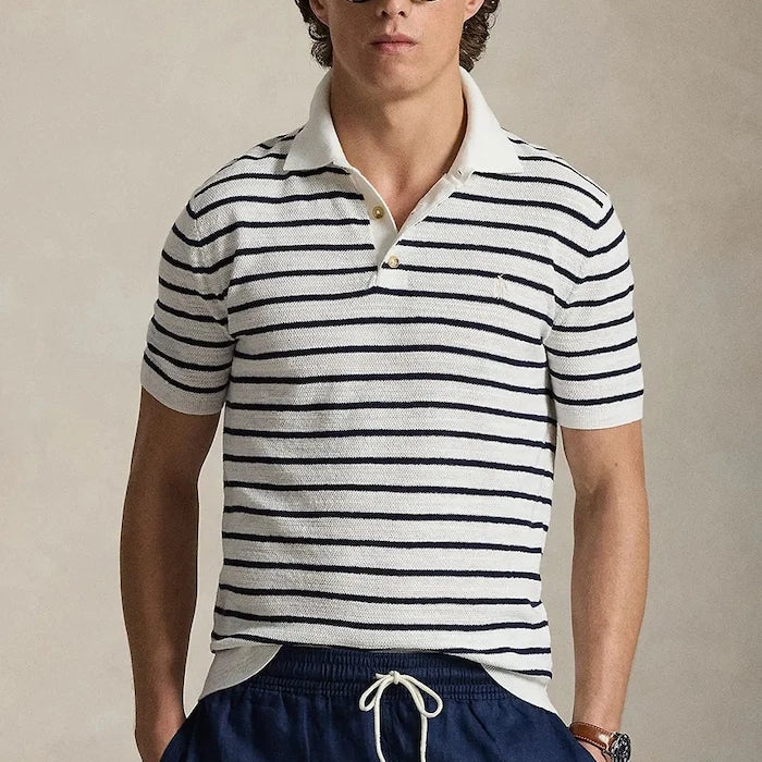 Тениска с яка с лен Polo Ralph Lauren