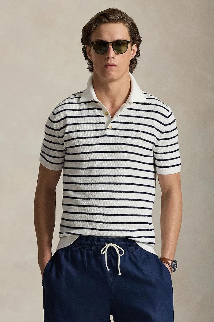 Тениска с яка с лен Polo Ralph Lauren