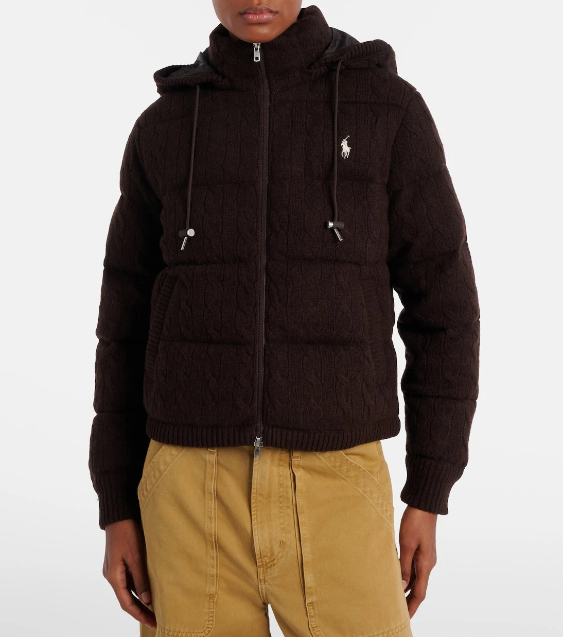 Polo Ralph Lauren - سترة بافر من الصوف والكشمير بنمط الكابل