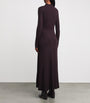 Eleventy Burgundy Wool-Silk Rib-Knit Maxi Dress