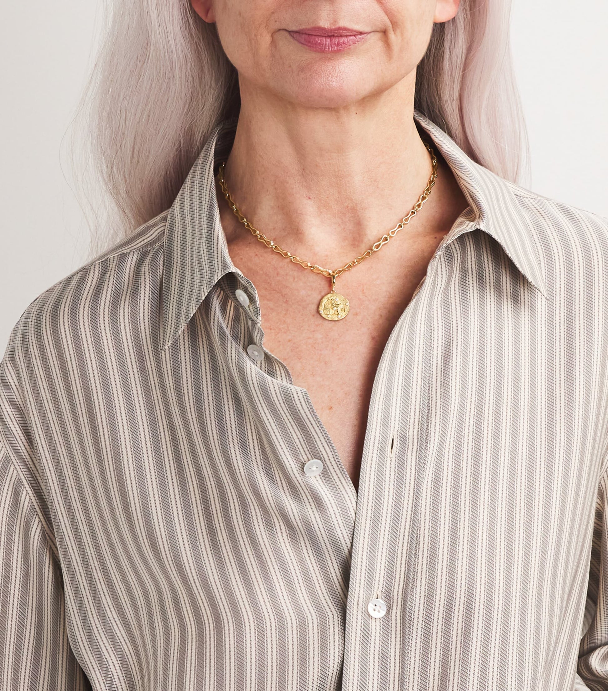 Small Yellow Gold and Diamond Virgo Coin Charm