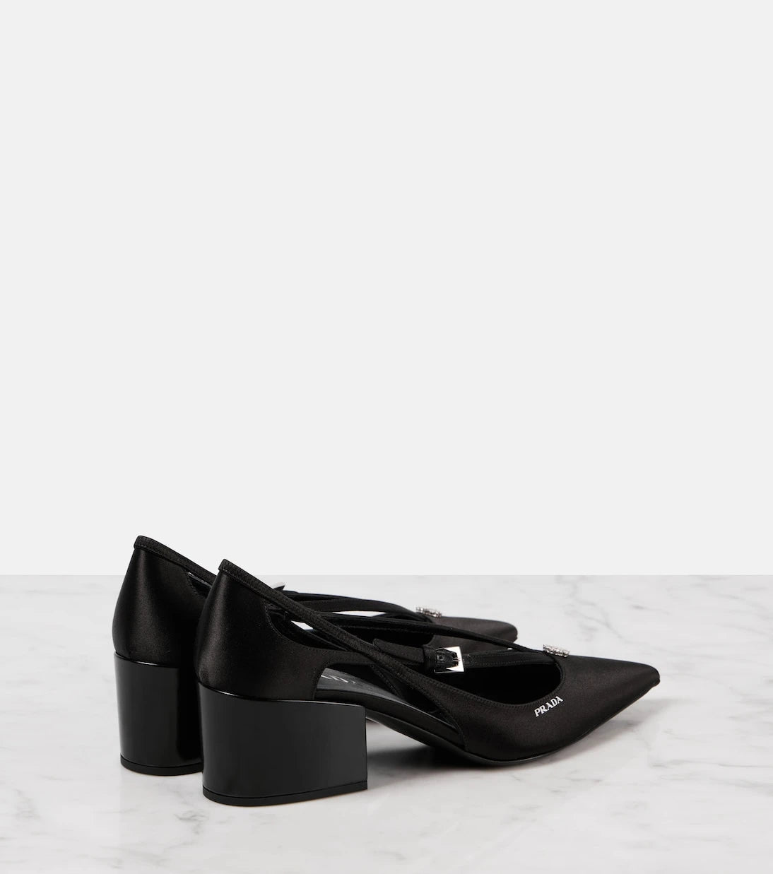 Prada - Embellished cutout satin pumps