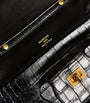 Black Croc-Embossed Calfskin Bel Air Clutch Bag