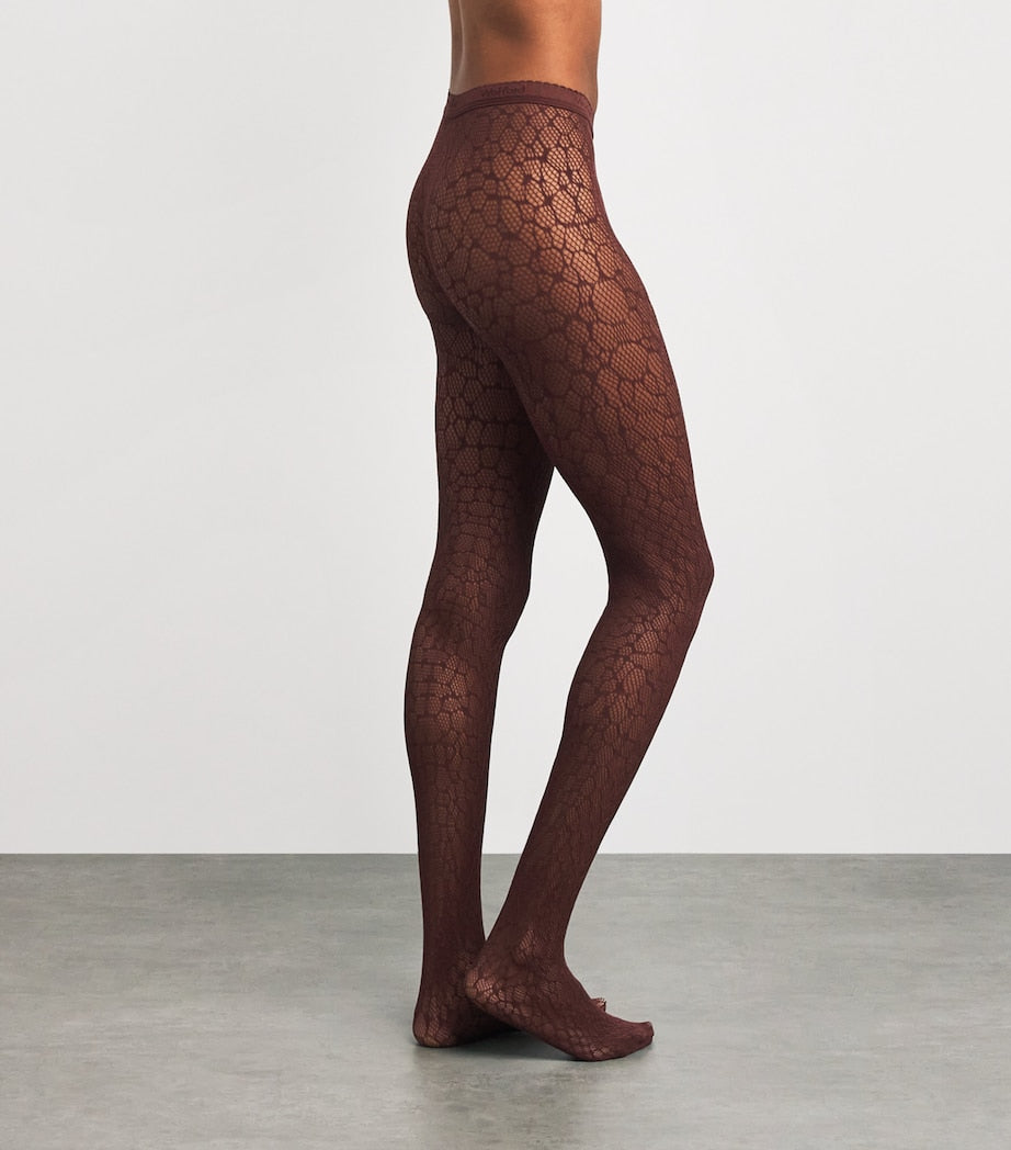 Burgundy Net Reptile Tights