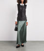 Vince Green Satin Crinkled Bias-Cut Maxi Skirt