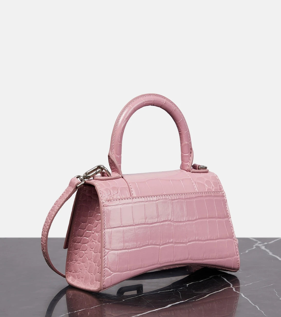 Balenciaga - Hourglass Small croc-effect tote bag