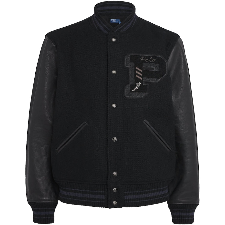 Polo Ralph Lauren Wool-Blend Leather-Sleeve Varsity Jacket