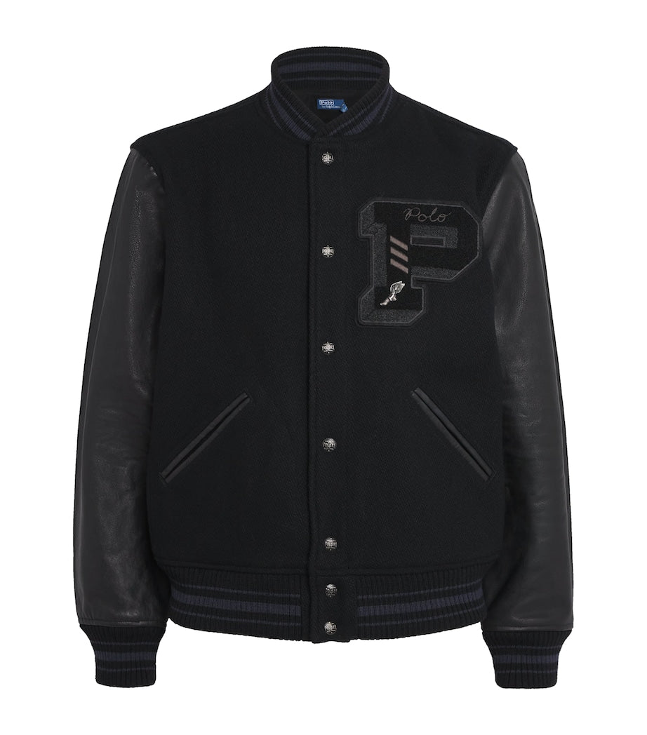 Polo Ralph Lauren Wool-Blend Leather-Sleeve Varsity Jacket