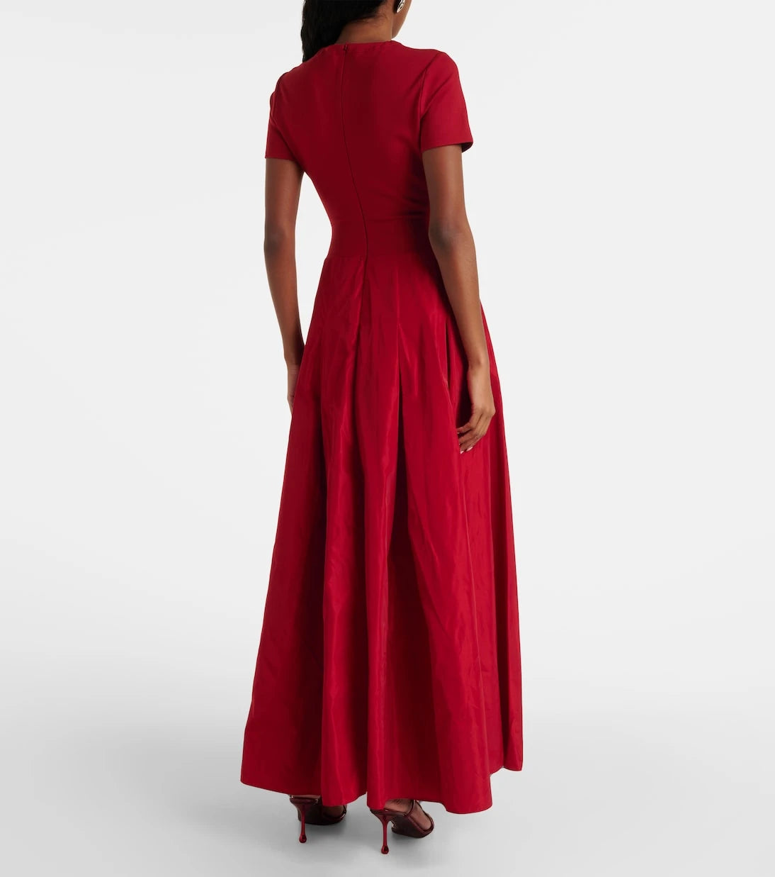 Staud - Pleated ponte and grosgrain maxi dress