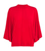 House Of Dagmar Red Cape-Sleeve Blouse