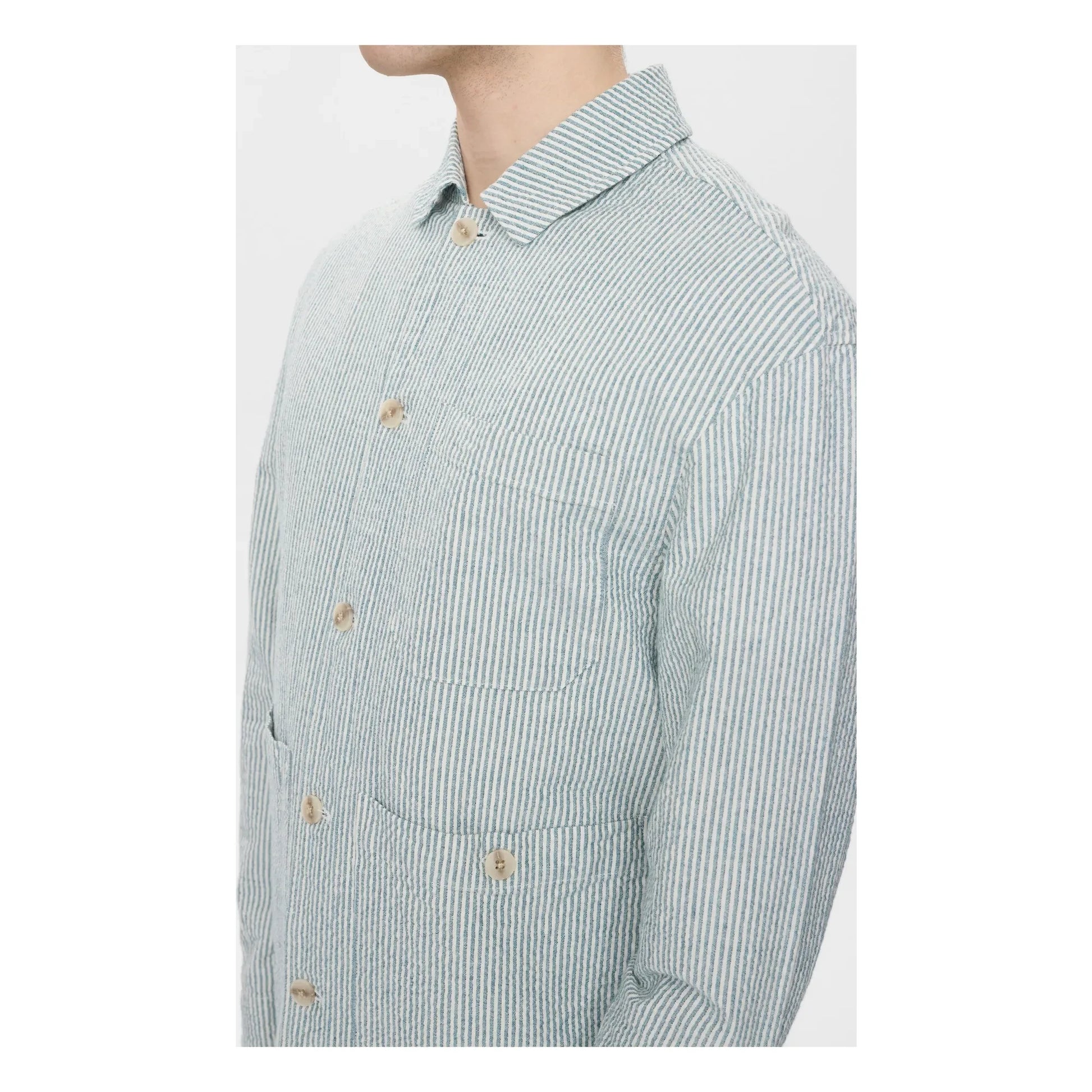 Anerkjendt - Akodin striped overshirt | Light grey