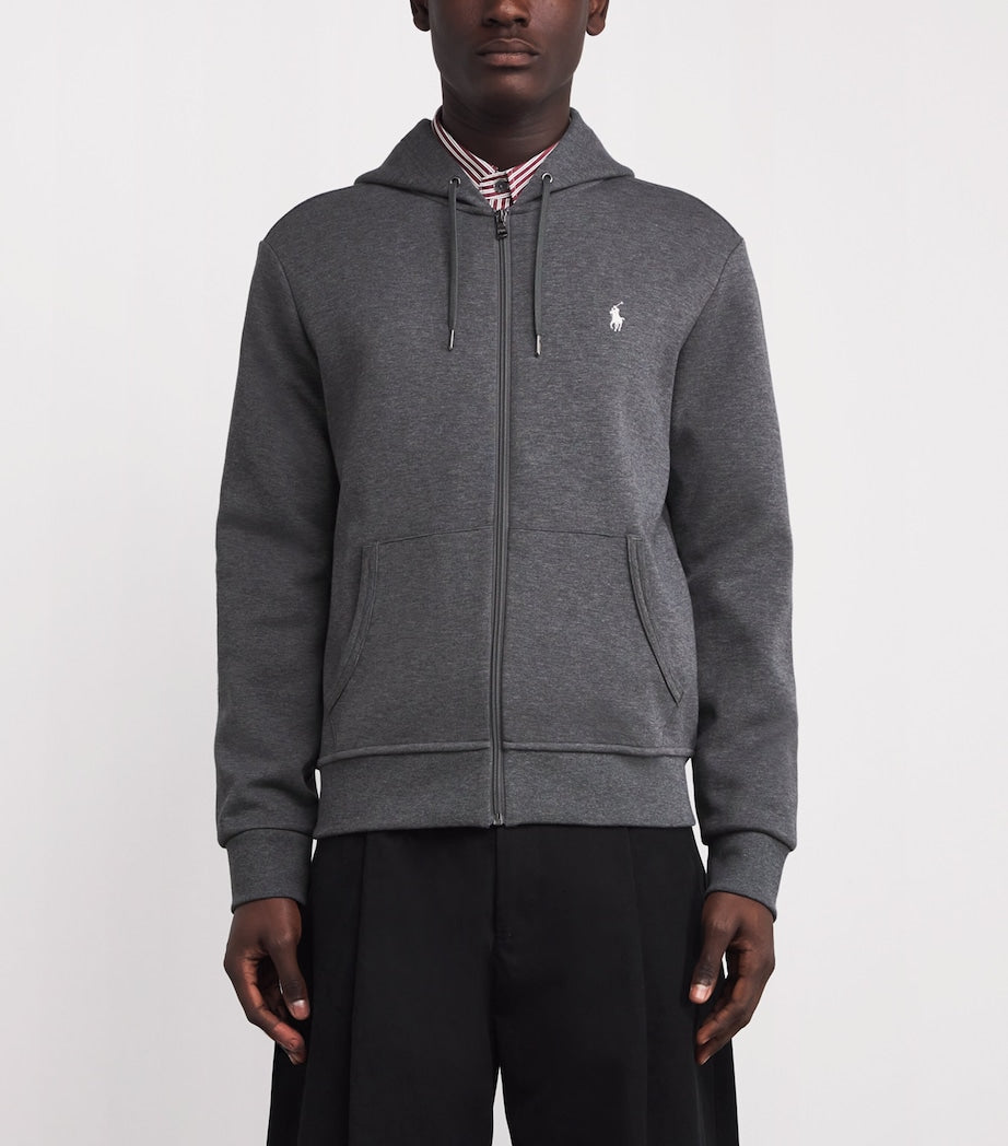 Polo Ralph Lauren Grey Cotton-Blend Zip-Up Hoodie