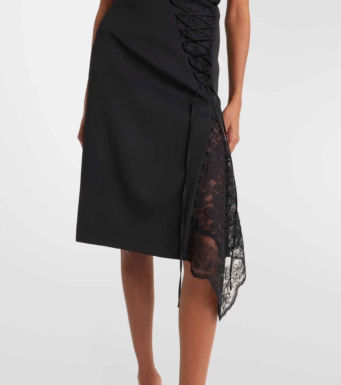 McQueen - Lace-trimmed pencil skirt