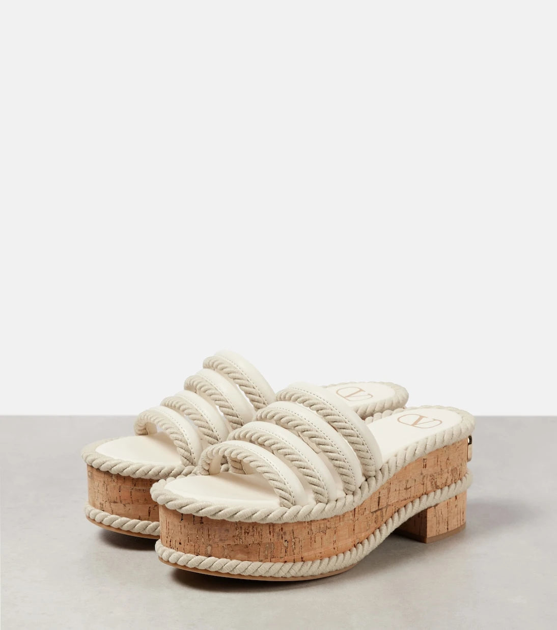 Valentino Garavani - VLogo Summerblocks leather platform mules