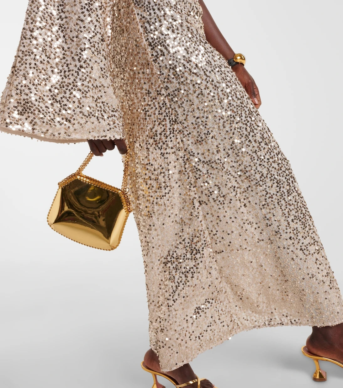 Rotate - Sequined one-shoulder maxi dress