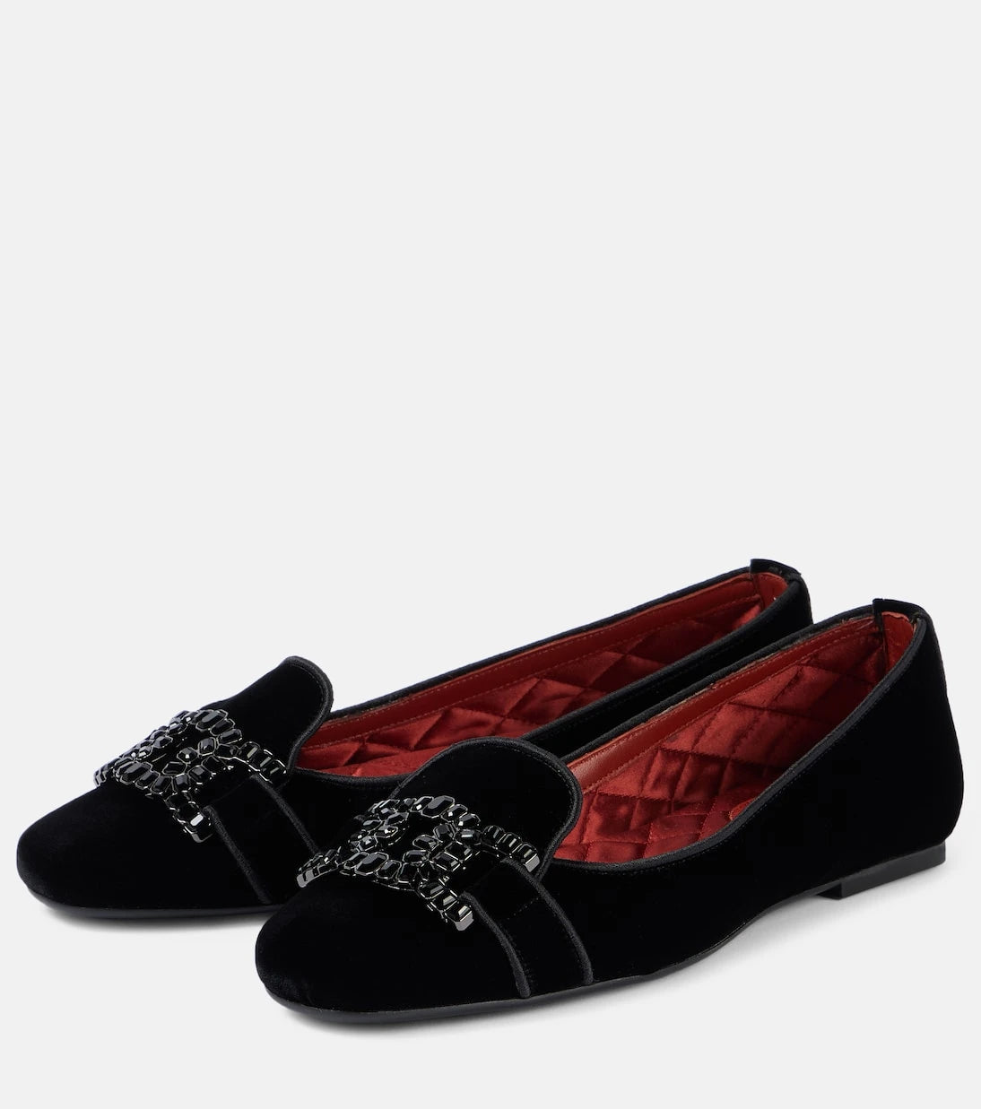 Tod's - Kate crystal-embellished velvet ballet flats