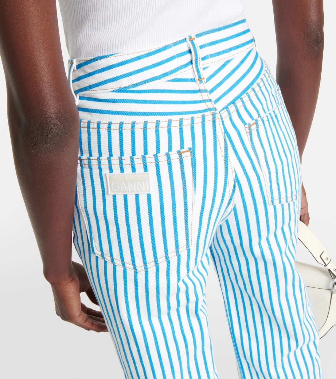 Ganni - Magny striped high-rise straight jeans