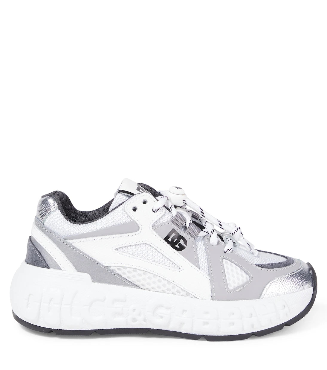 Dolce&Gabbana Kids - Embossed logo leather-trimmed sneakers