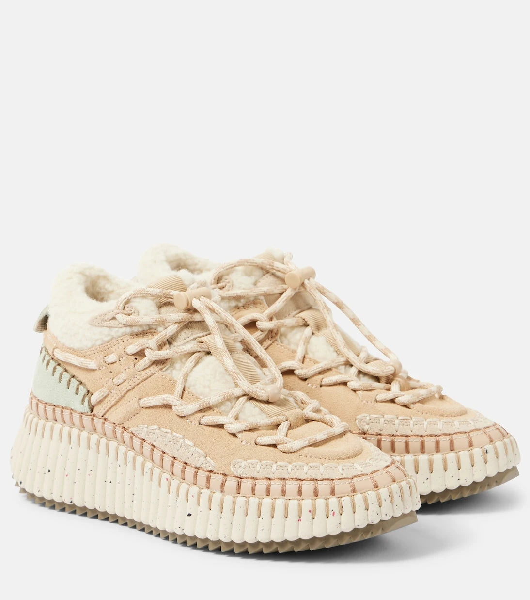 Chloé - Nama shearling-lined suede sneakers