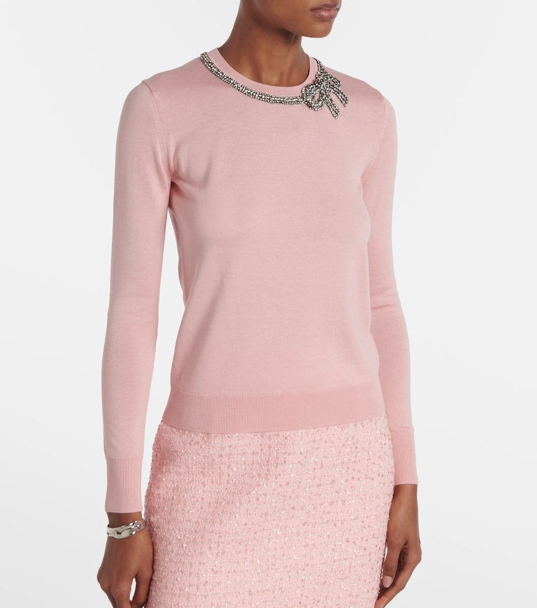 Carolina Herrera - Embellished silk and cotton sweater