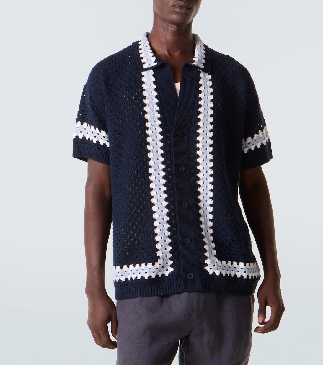 Frescobol Carioca - Pinto crochet cotton bowling shirt