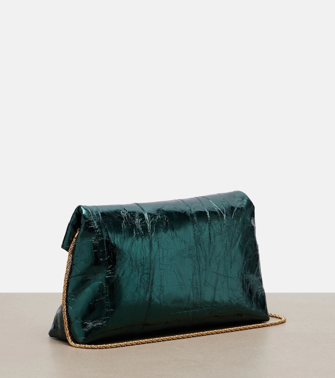 Dries Van Noten - Medium metallic leather clutch