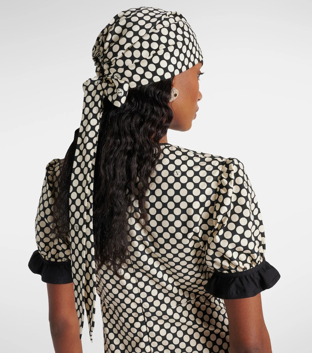 Valentino - Escape polka-dot cotton and silk head wrap