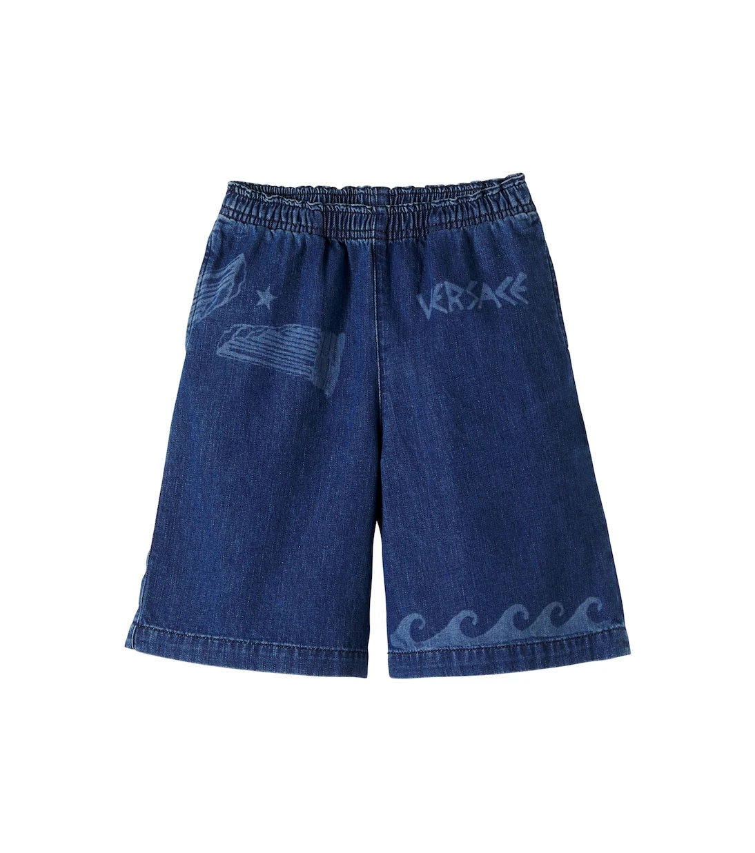 Versace Kids - Printed denim shorts